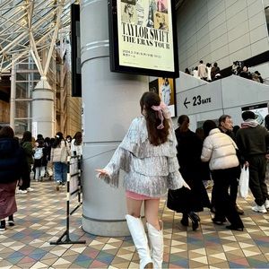 Nasty Gal silver fringe tassel jacket size 4